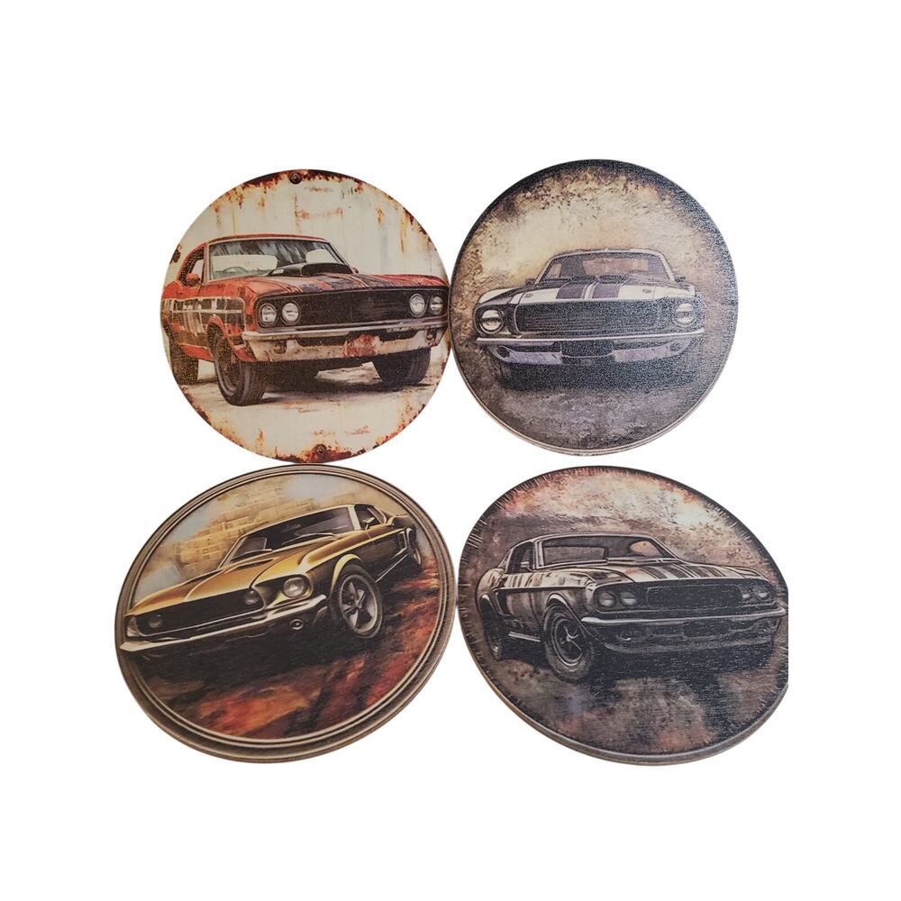 Car Wooden Coasters - Lot of 4